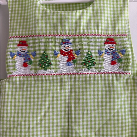 18 M Claire & Charlie Smocked Snowman Romper - Picture 2 of 4